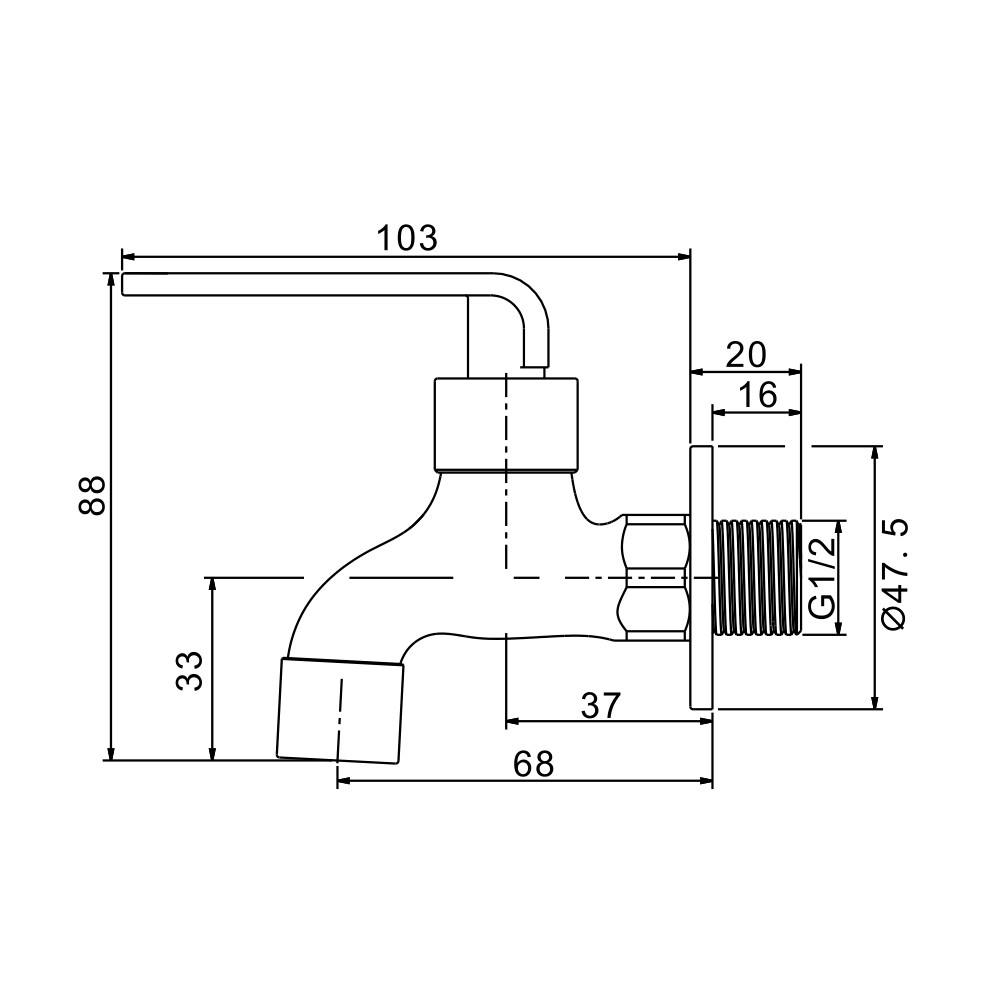 Kran Air Short Wall Tap Merk FRAP Type IF6131 ukuran 1/2 inch