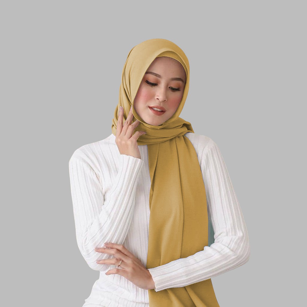 HIJAB PASHMINA DIAMOND CREPE 175 x 75 / SABYAN JAHIT TEPI PASMINA JILBAB POLOS - YELONIX