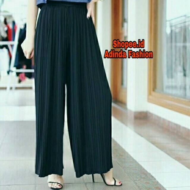  Celana  Kulot Plisket  Panjang Polyester Cullotes Polos  