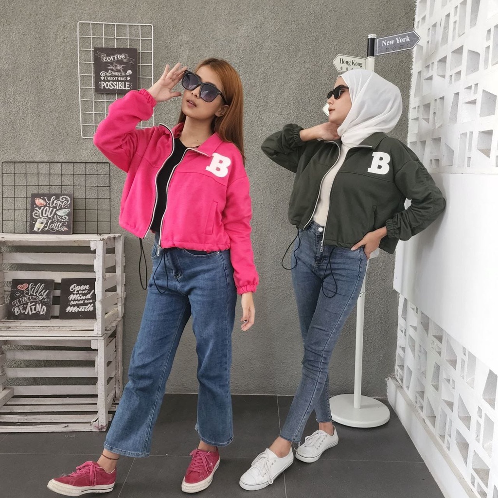 B CROOPE BOMBER BASEBALL JACKET - JAKET WANITA