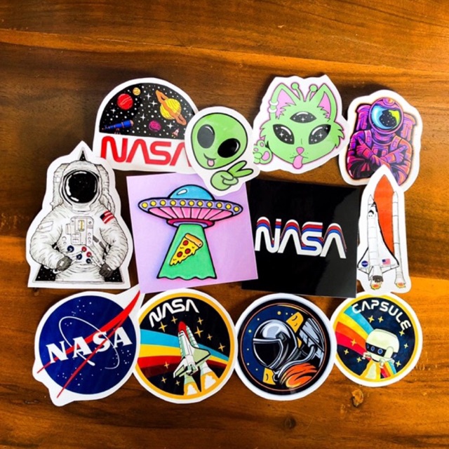 sticker hypebeast nasa alien distroo brand branded astronaut pack hits stiker laptop hp lucu