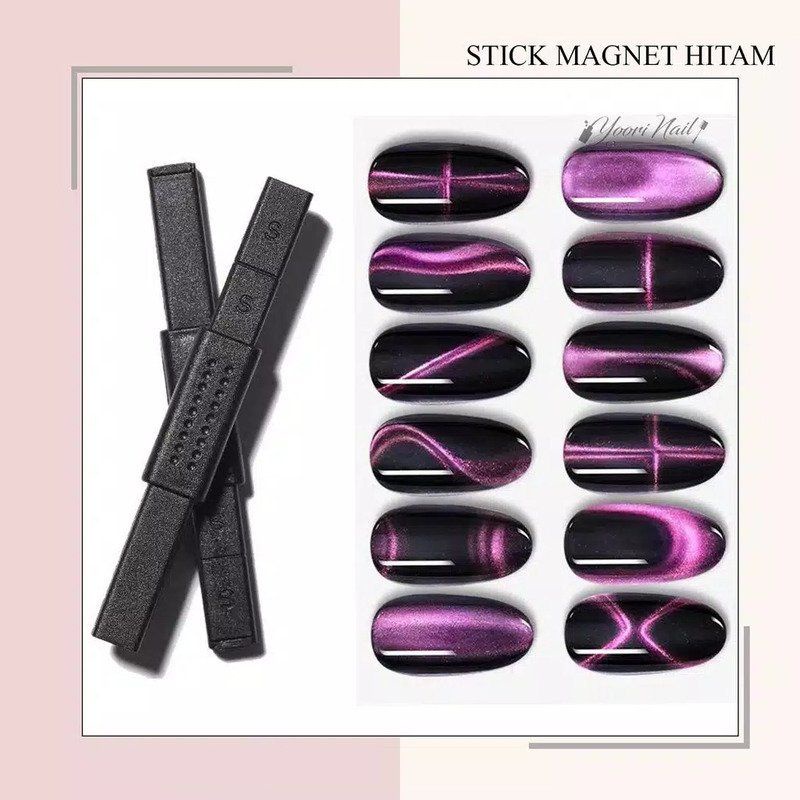 Stick Magnet hitam magnetic cat eye nail art cateyes magnet