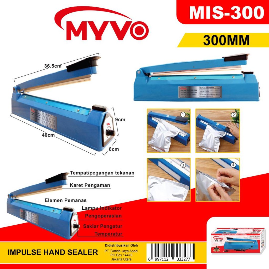 Alat Segel Las Plastik  Manual/Impulse Sealer SNI Murah Myvo 20 dan 30mm