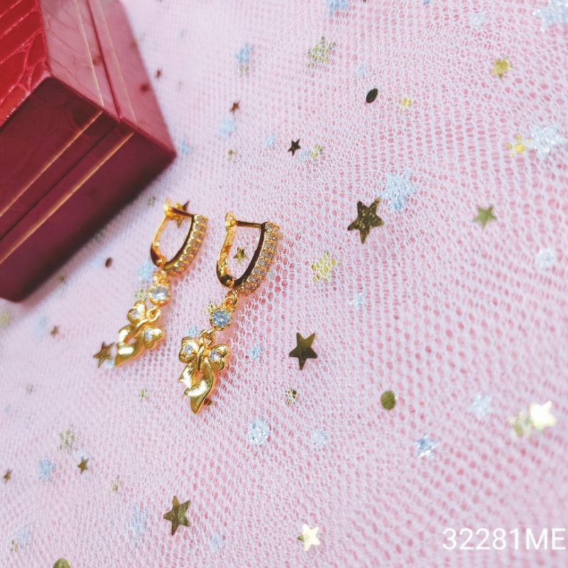 Anting Jepit Titanium  Anti Karat/Anti Gatal Lapis Emas Jewelry