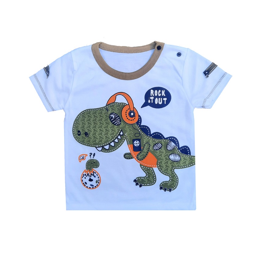 Setelan Pendek Baju Bayi Laki-laki size 0-6 Bulan MOTIF DINOSAURUS