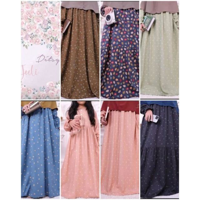 Ditsy Oktober-Florin Crepe Monstera Navy Amore peach Kenna Charcoal Mickey Denim Hanelle Brown Vaia Taupe XS-Gamis Ditsy Night Gown Ditsy Brooch Ditsy Scrunchie Antheia Grey Zielle Pink