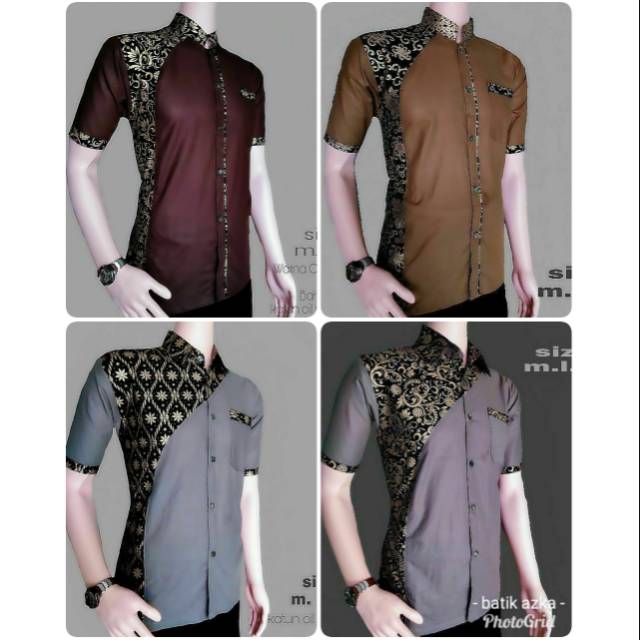 Kemeja batik pendek kombinasi batik