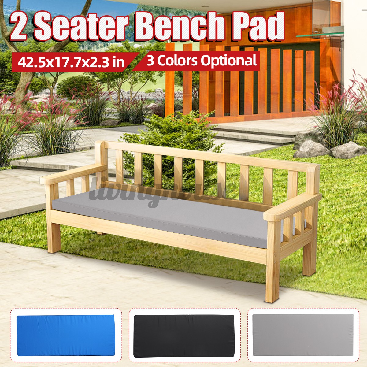Outdoor Waterproof Fabric 2 Seater Bench Pad Garden Patio Furniture Seat Cushion Shopee Indonesia