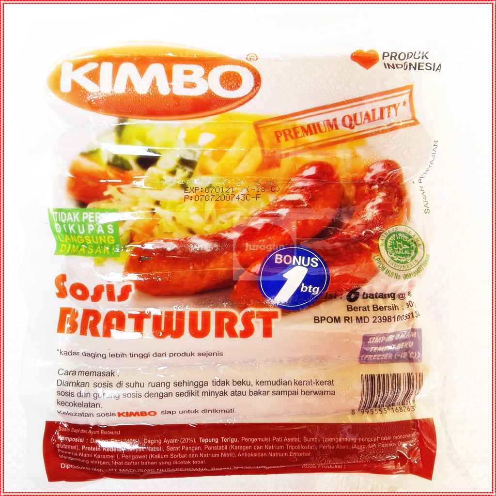 

KIMBO SOSIS BRATWURST ORIGINAL HALAL SOSIS DAGING SAPI 500Gr 6pcs