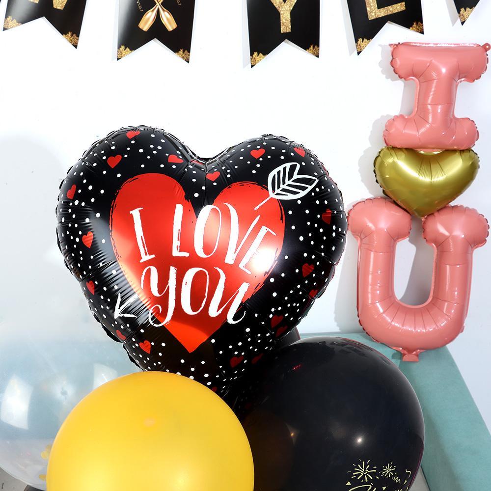 R-flower Valentines Day Foil Balon Ulang Tahun Pernikahan Dekorasi Udara Bola Tiup Perlengkapan Pesta Bibir Hati Merah