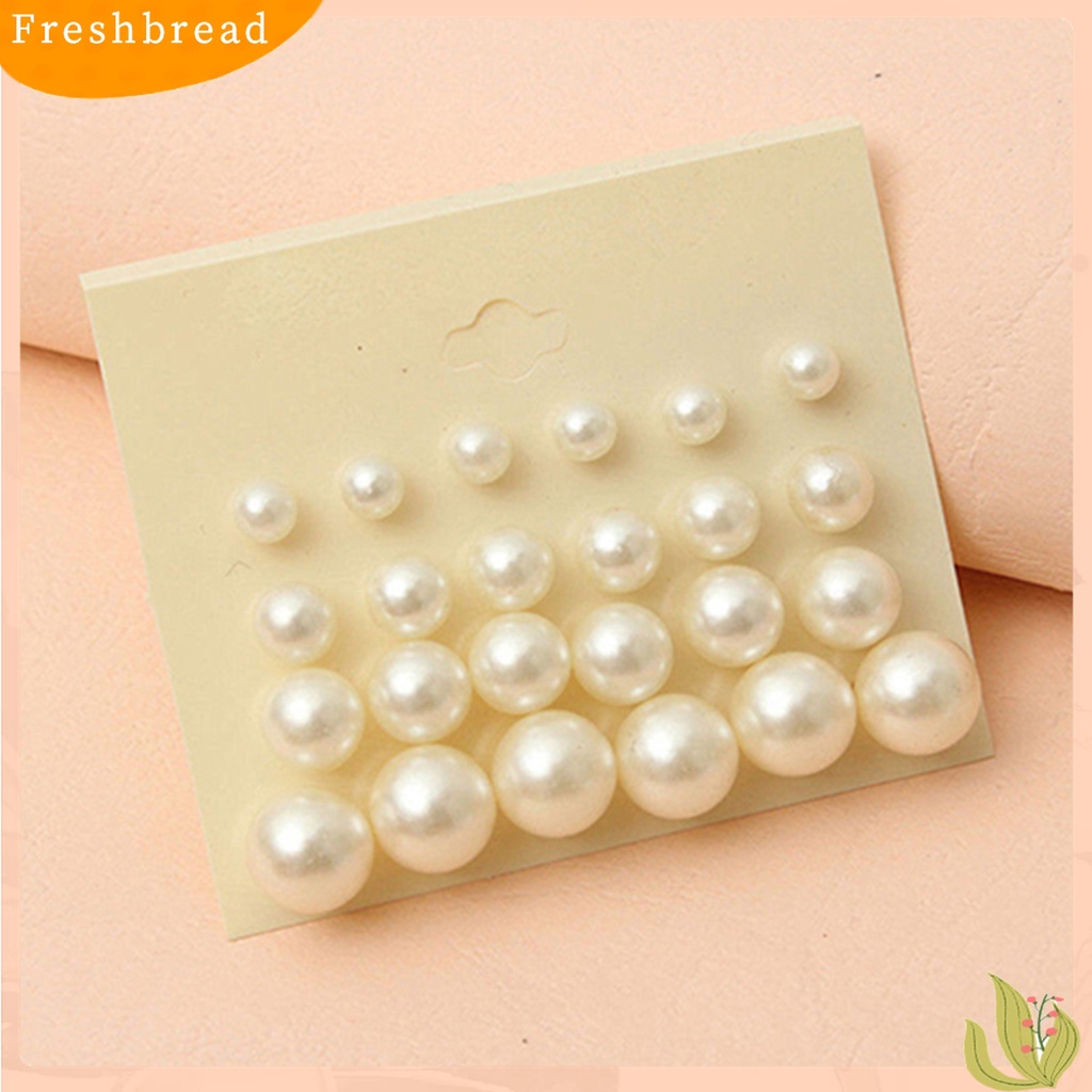 [Fresh] Set 12Pcs Anting Stud Mutiara Imitasi untuk Wanita