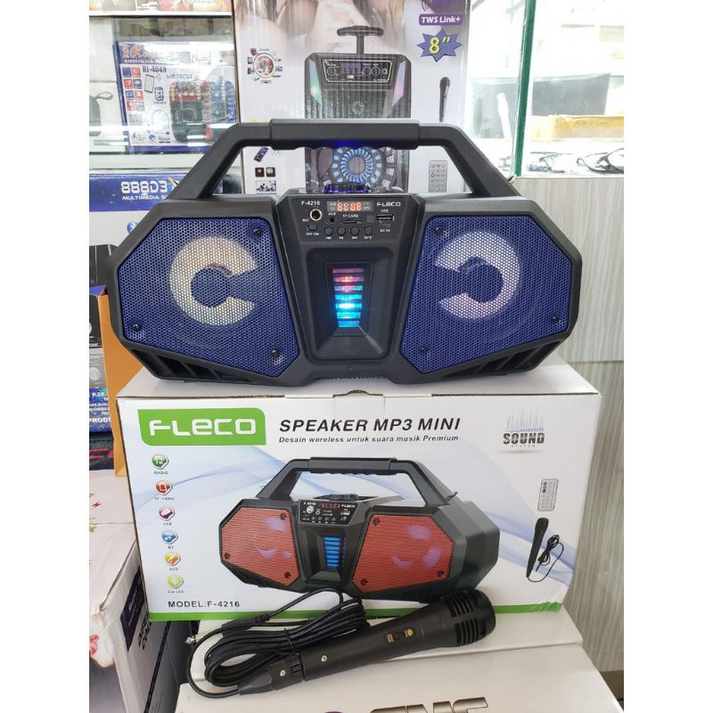 Speaker Karaoke Bonus MIC FLECO F-4216 BT SPEAKER PORTABLE BLUETOOTH USB MEMORY