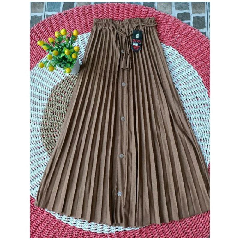 PROMO New Rok Plisket variasi Kancing Bahan Koshibo Premium TEBAL / Korea Crepe Premium /Moumble Crepe Premium Tebal