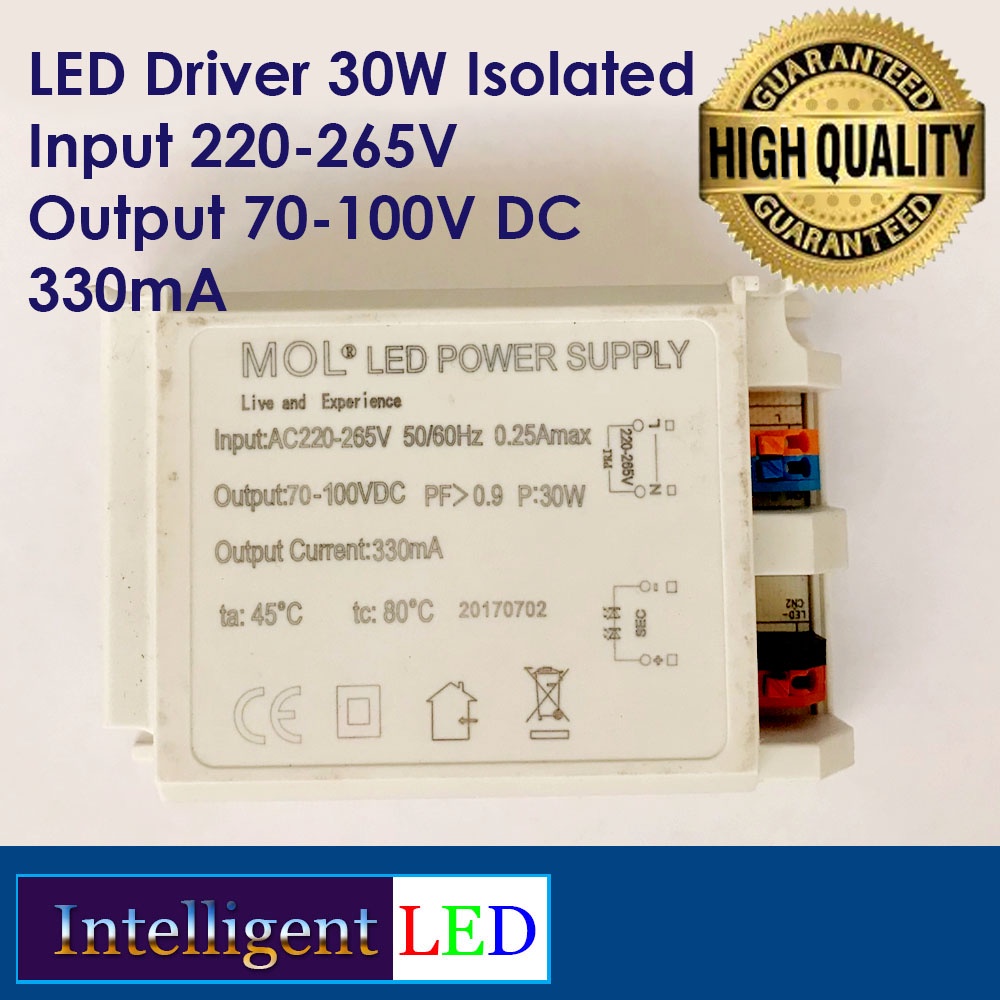 High Quality Isolated LED Driver 30W Input 220-265V Out 70-100V 330mA