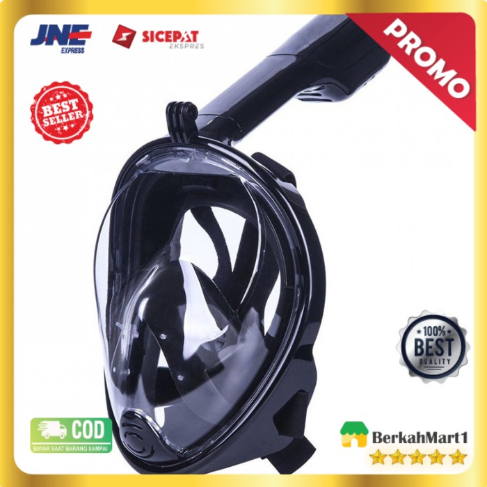 Snorkel alat snorkling kacamata selam Full Face Size L/XL Black Y2859