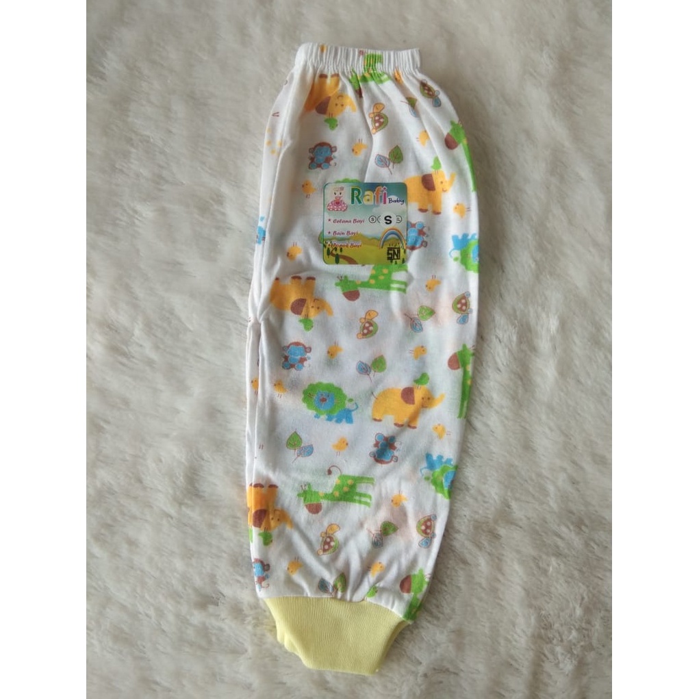 1 Lusin CELANA BAYI PANJANG PUTIH MOTIF BAHAN KATUN MERK RAFI