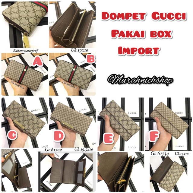 Dompet wanita branded dompet gucci long wallet pakai box
