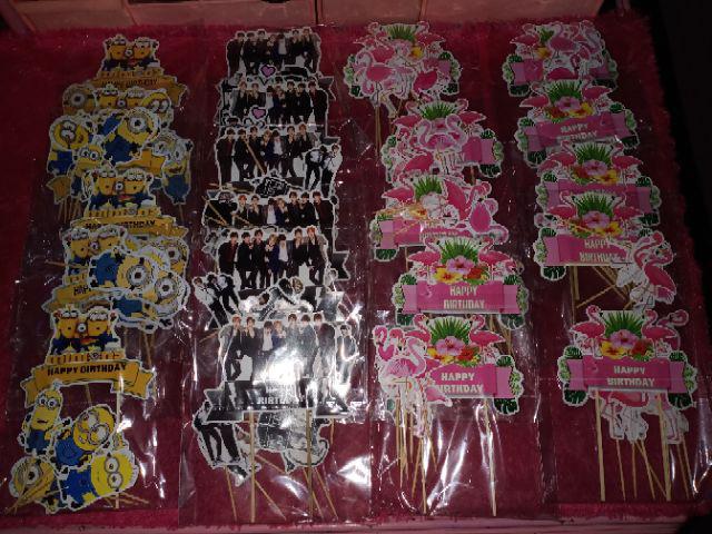 Topper Cake/cupcake Tambah Nama, Hiasan Kue Ulang Tahun, Motif Minion