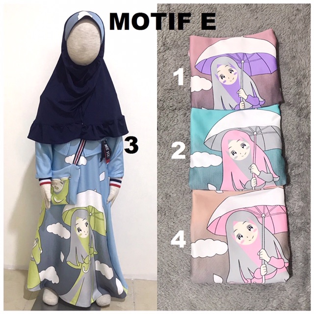 Gamis Anak / Baju Muslim Anak Scuba Motif