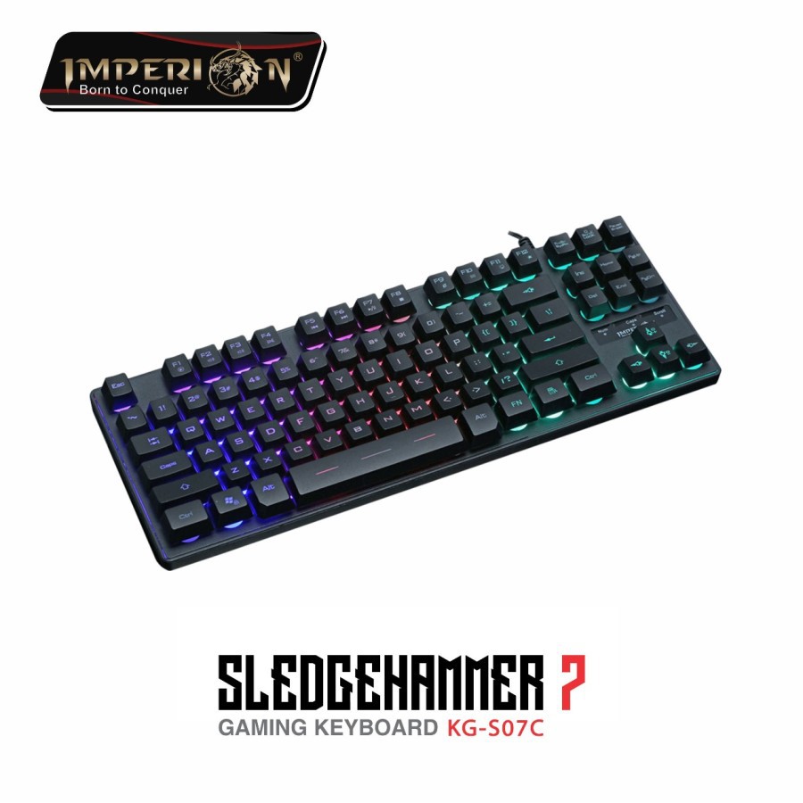 Keyboard gaming imperion wired usb 2.0 membrane tkl 87 keys rgb sledgehammer 7 sledgehammer7 Kg-S07c