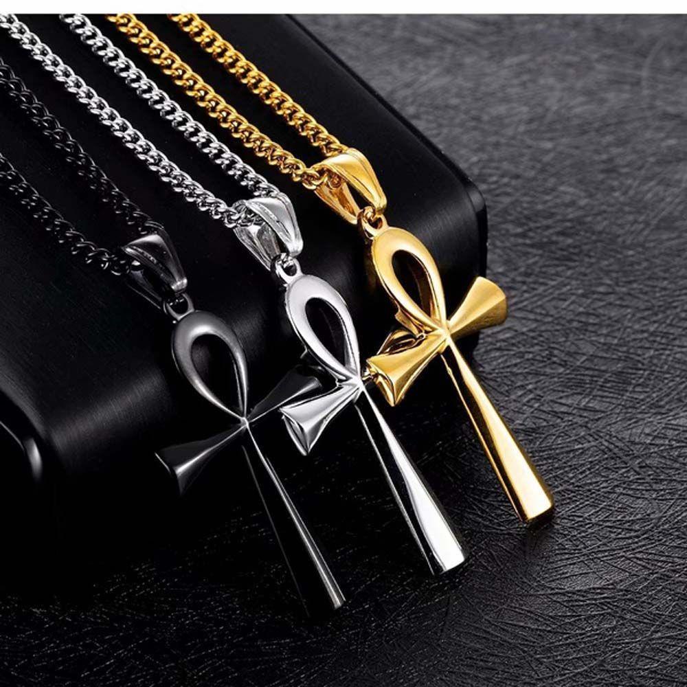 Needway  Kalung Salib Ankh Mesir Klasik Aksesoris Yesus Hadiah Untuk Pria Wanita Anti Karat Christs Jewelry Chain