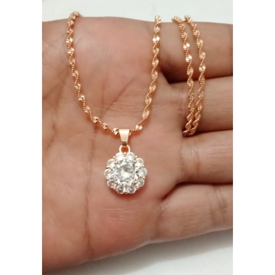 NK541.Kalung wanita lapis emas xuping dgn mata zircon UK 45 cm model melintir