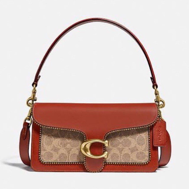 COACH 6793 Tabby 26 Coated Canvas & Leather Shoulder Bag Beadchain Tan Rust