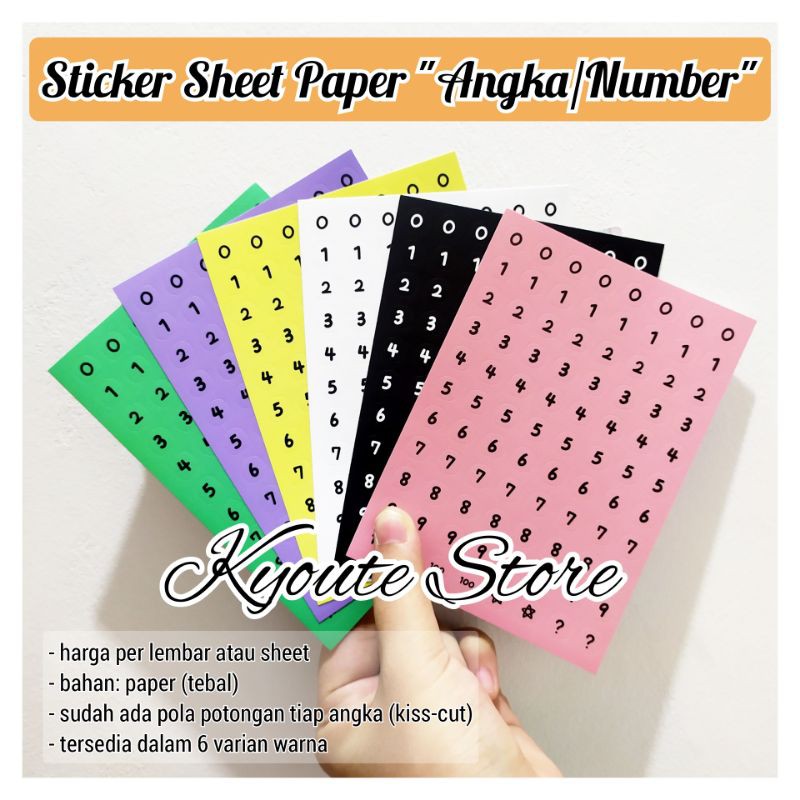 

Sticker Sheet Angka / Number Paper Lembar Scrapbook DIY Bujo Planner Diary HP