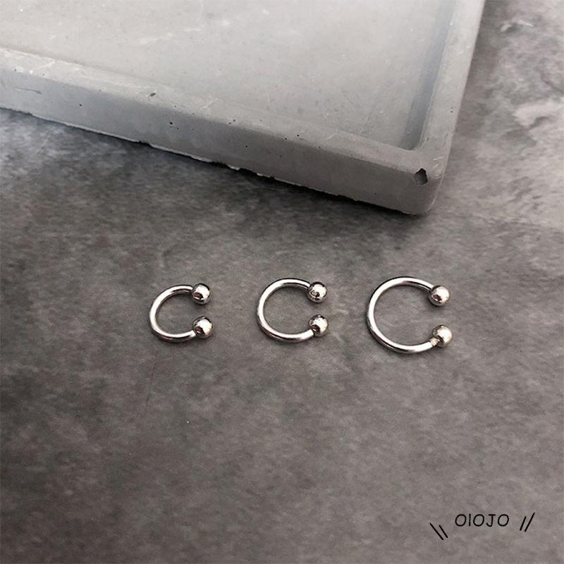 【COD】cincin bibir 1 Pasang Anting Setengah Lingkaran Bahan stainless steel Untuk unisex