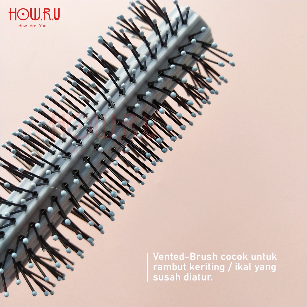 HOW.R.U | Vented Brush Sisir untuk Rambut Kusut / Ikal / Keriting warna Pastel