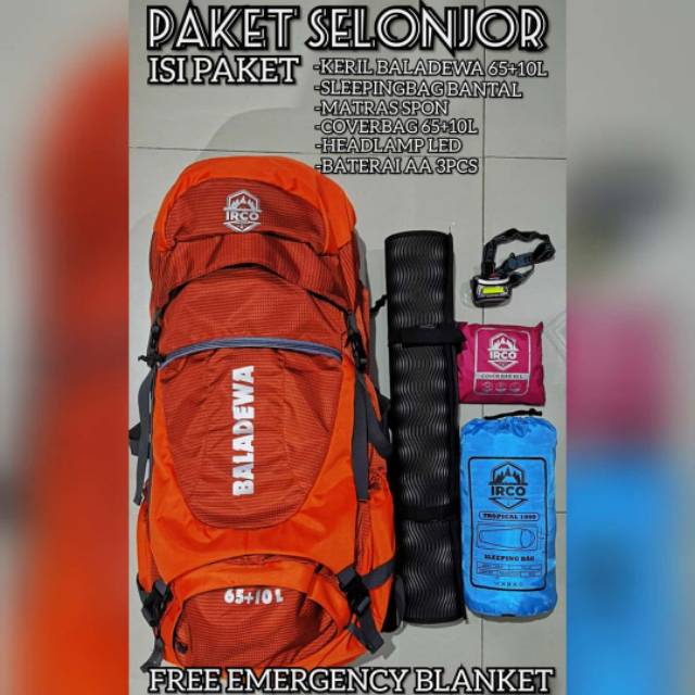 NEW PROMO PAKET SELONJOR IRCO OFFICIAL CARRIER BALADEWA MATRAS SB POLAR HEADLAMP OUTDOOR HIKING