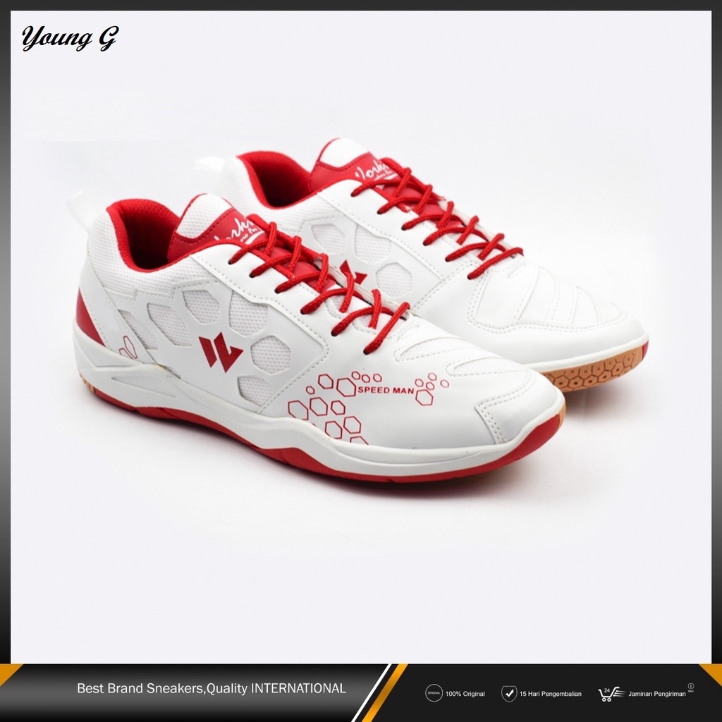 Sepatu Pria Putih Merah Olahraga Running Man - Sport Shoes White