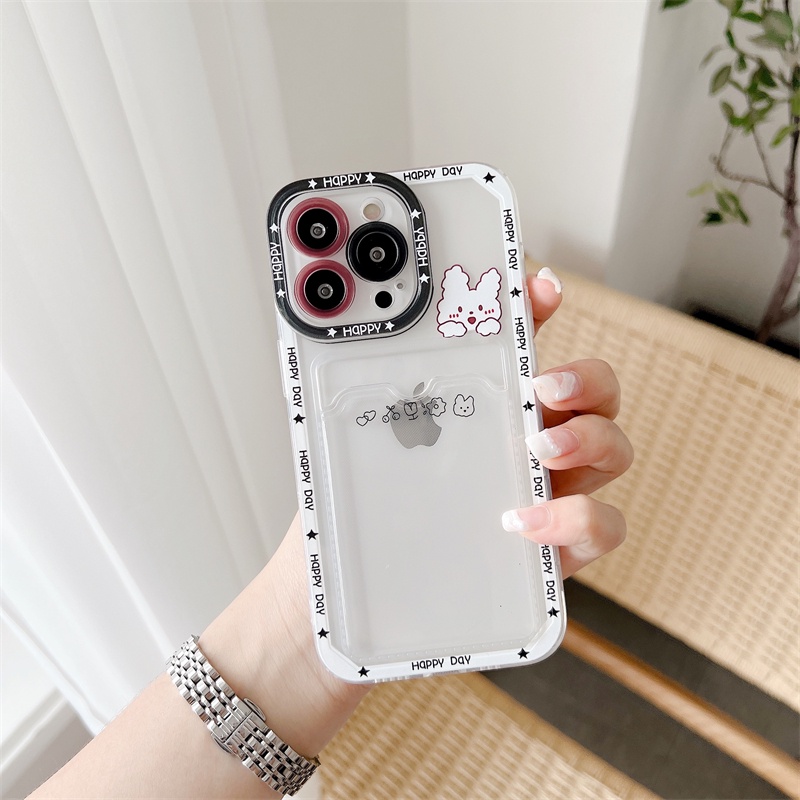 Soft Case Pelindung Transparan Desain Beruang Dan Kelinci Untuk iPhone 12 13 Pro MAX 11 X XR XS MAX 7 8 Plus