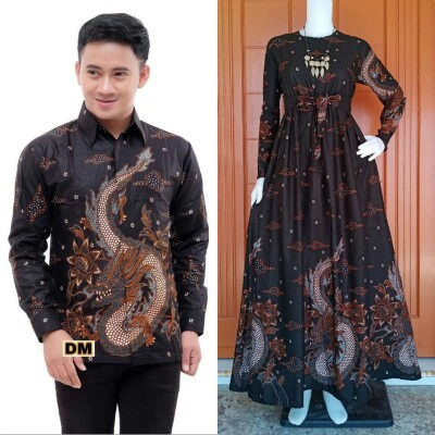 Special Baju Batik Couple Set Gamis Motif Naga Meong & Kawan2