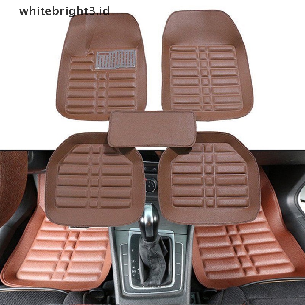 (whitebright3.id) 5pcs Karpet Lantai Depan / Belakang Mobil Universal