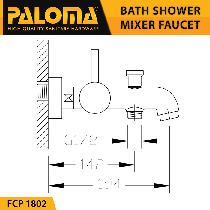 PALOMA FCP 1802 Keran Mixer Bathtub Shower Mandi Panas Dingin Kran Air