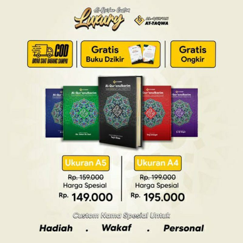 

Al-qur'an attaqwa custom luxury.ukuran A5