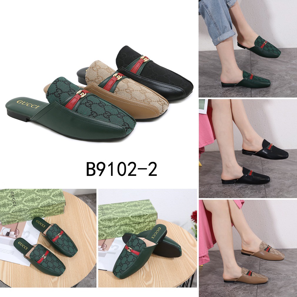 GC Leather &amp; GG Canvas Loafers B9102-2