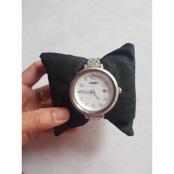 Jam Fossil Jengkol Silver 4,2 cm Original Preloved Second