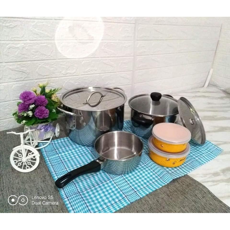 [BISA COD] Panci Set Bahan Stainless Steel Besar Stock Pot Maxim Ultima Free Mixing Bowl Dusdusan