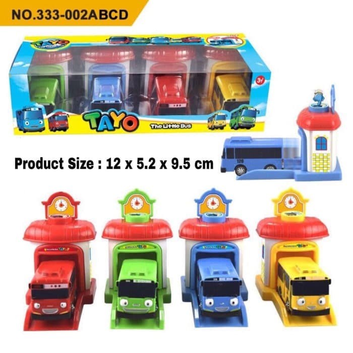 Mainan Anak Edukasi Mobil Bus MOBIL TTAYO GARASI 4 PCS PELONTAR THE LITTLE BUS TAYO GARAGE ST - KAdo Mainan Anak