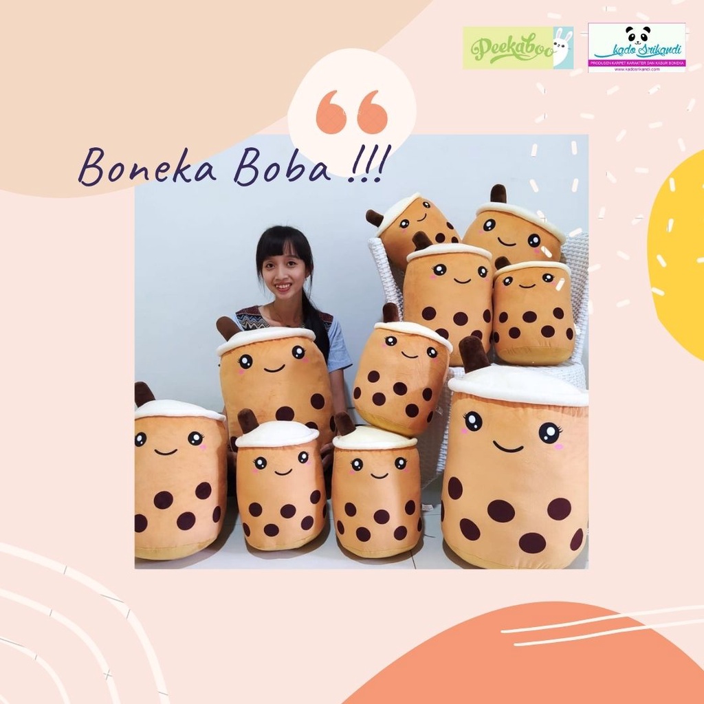 Boneka Boba Brown Sugar Bubble Milk Tea uk jumbo dan XL