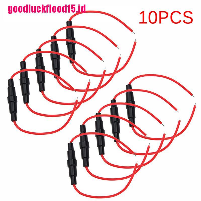 {LUCKID}10 PCS 5x20mm Fuse Holder Case In-Line Screw Type With Wire Cable Stock