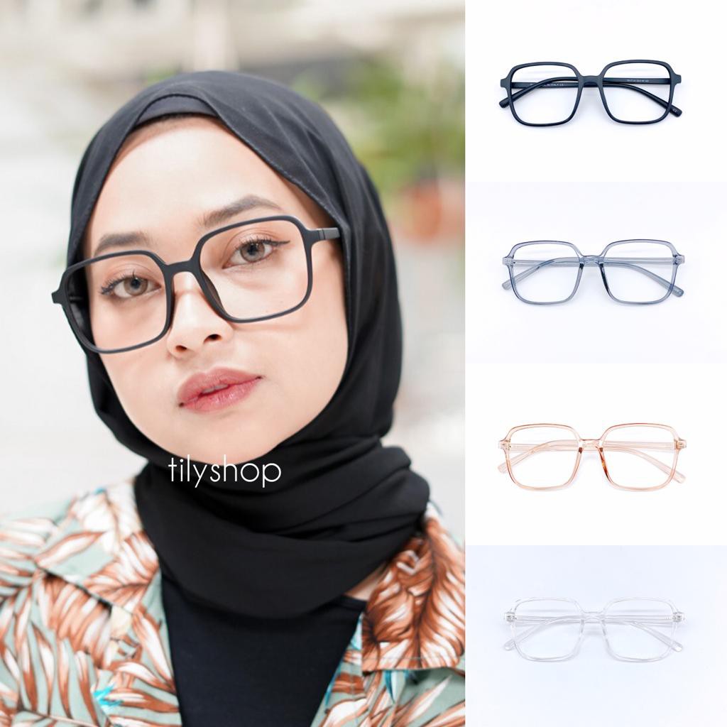 Frame Kacamata Minus Anti Radiasi 17112 Korea Style Square Simple Pria Wanita Termurah