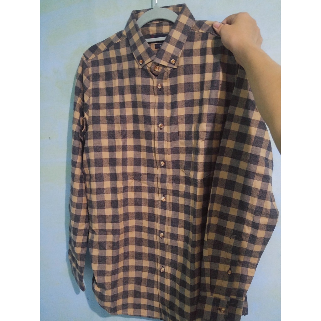 Kemeja Flanel Pria merk MOC Original size S Lengan Panjang