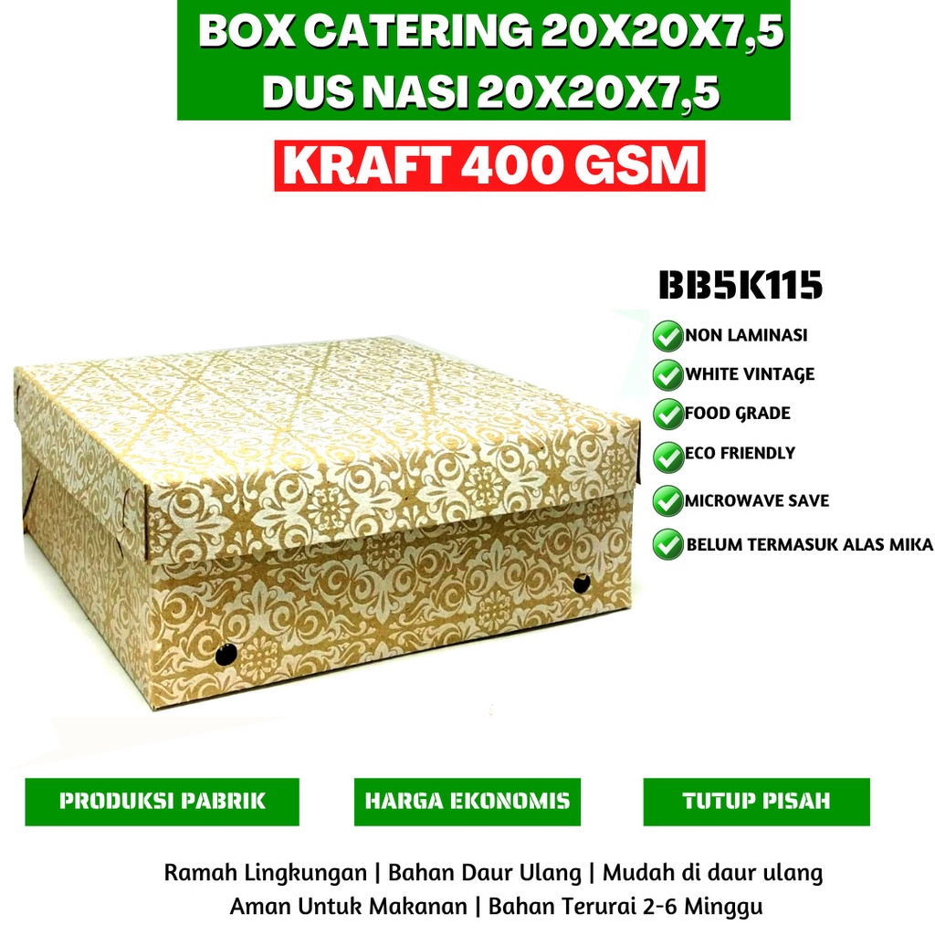 Dus 20x20 Box Nasi Tebal 400 Gsm (BB5K115-20X20X7.5 Cm)