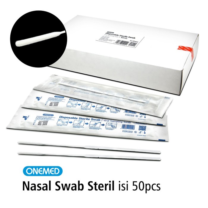 Nasal Swab Steril / Flocked Swab Naso Onemed Box Isi 50 Pcs