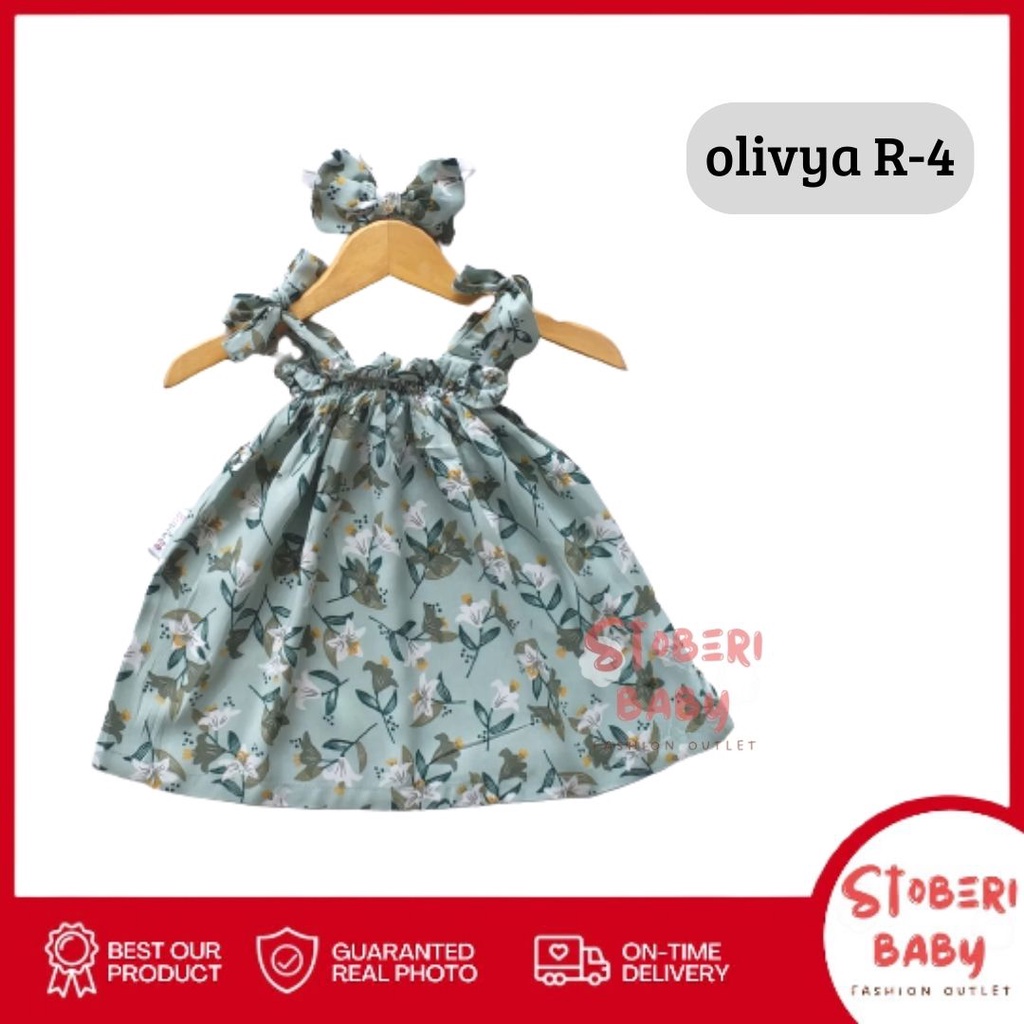 stoberi baby - BBB DRESS OLIVYA dress anak perempuan bayi motif bunga lucu free headband