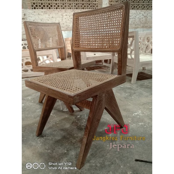 kursi kafe kursi makan jati rustik antiq kombinasi rotan