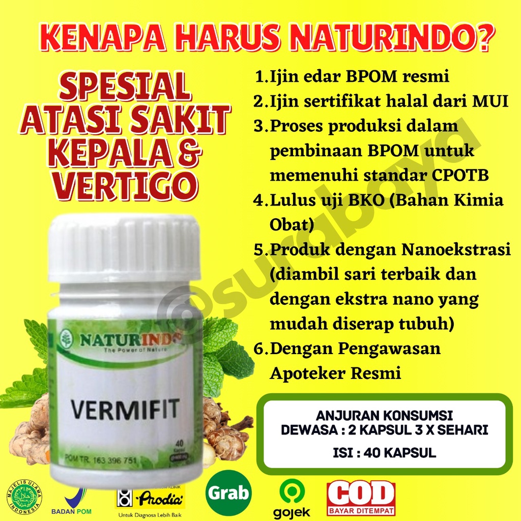 Obat Herbal Sakit Kepala Ampuh Obat Vertigo Alami Migrain Herbal Obat Migrain Ampuh Jamu Sakit Kepala Sebelah Obat Mumet Pusing berputar Tradisional Ampuh Obat sakit kepala vertigo migrain pusing berputar menahun migren sebelah VERMIFIT NATURINDO Surabaya-8